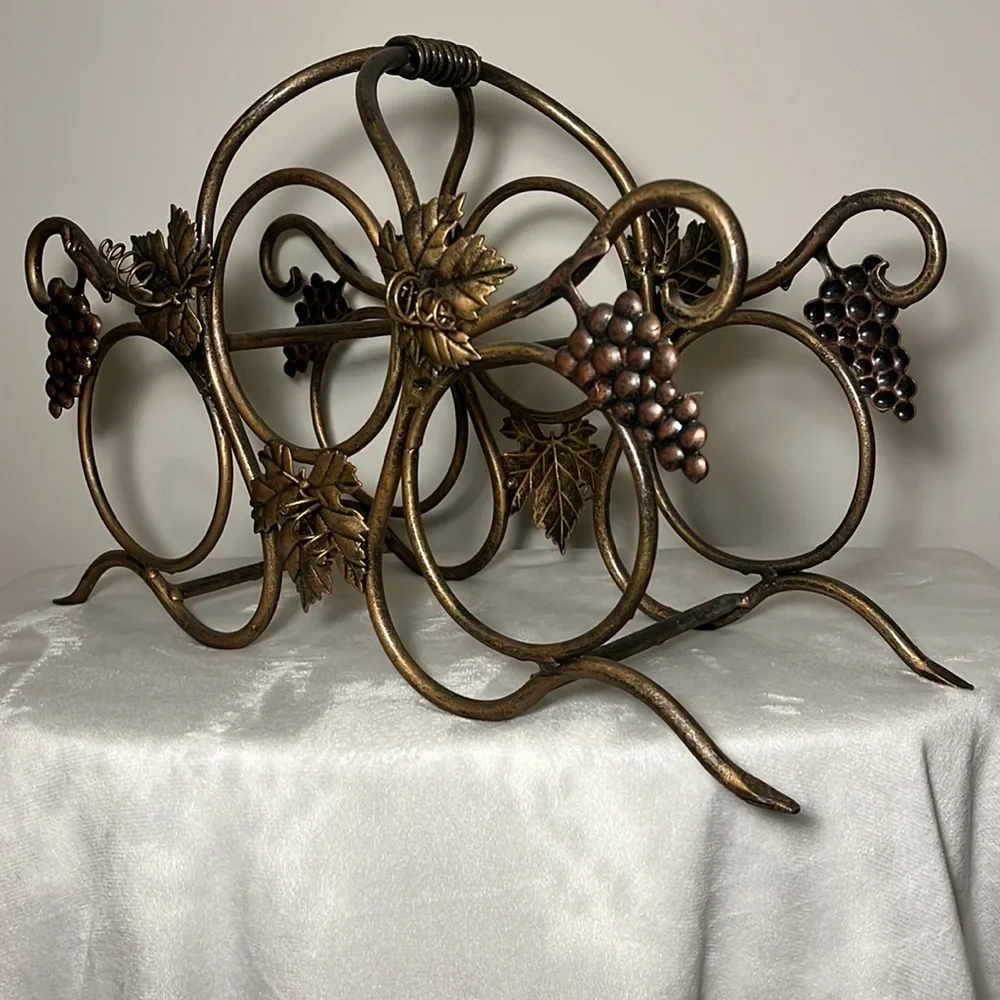 Wine Rack Gold Forged Iron from Atlanta Merchandise Mart Heavy Approx lbs NEW